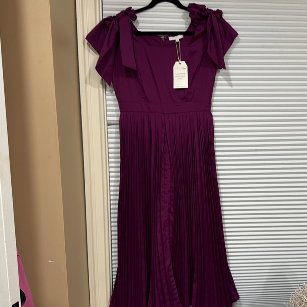 Ivy City Co Rich Purple Midi Dress